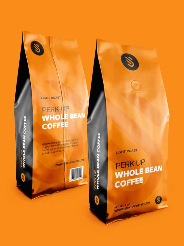 Orange and black coffee packaging brand and design by Designwise.